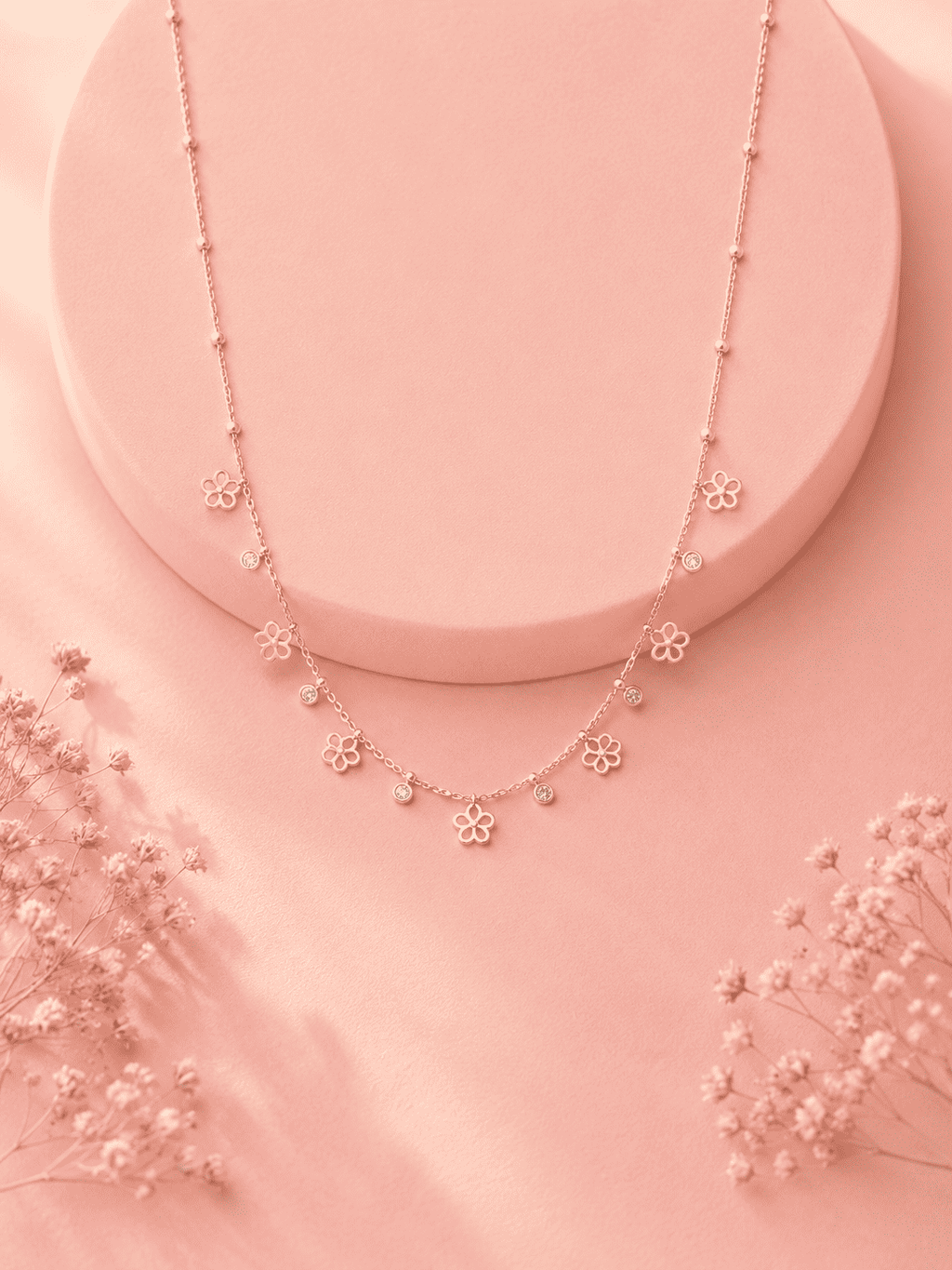 Floral Station Chain Necklace | Anti-Tarnish Gold-Plated Jewellery
