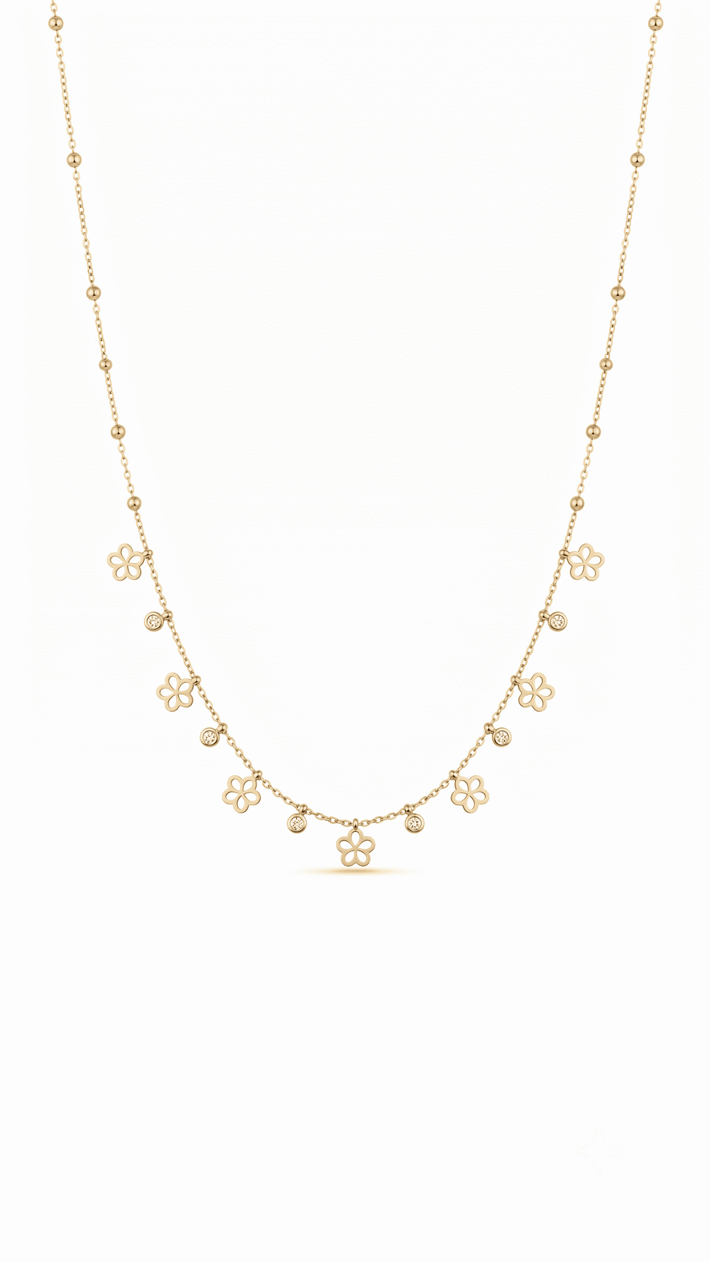 Floral Station Chain Necklace | Anti-Tarnish Gold-Plated Jewellery