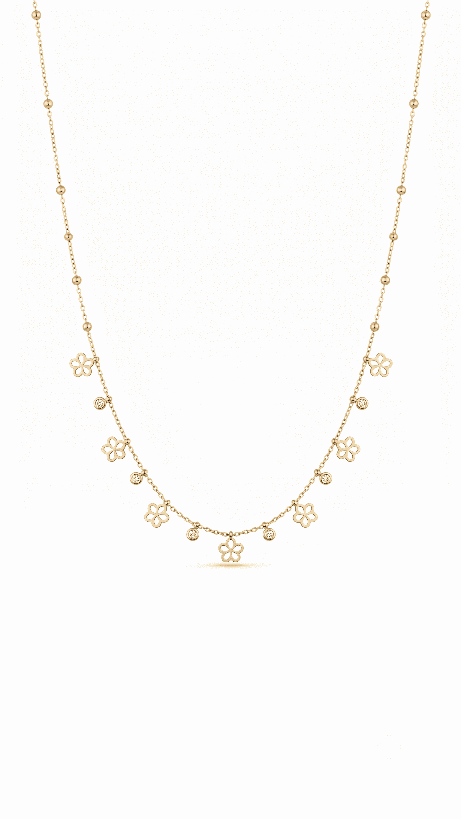 Floral Station Chain Necklace | Anti-Tarnish Gold-Plated Jewellery