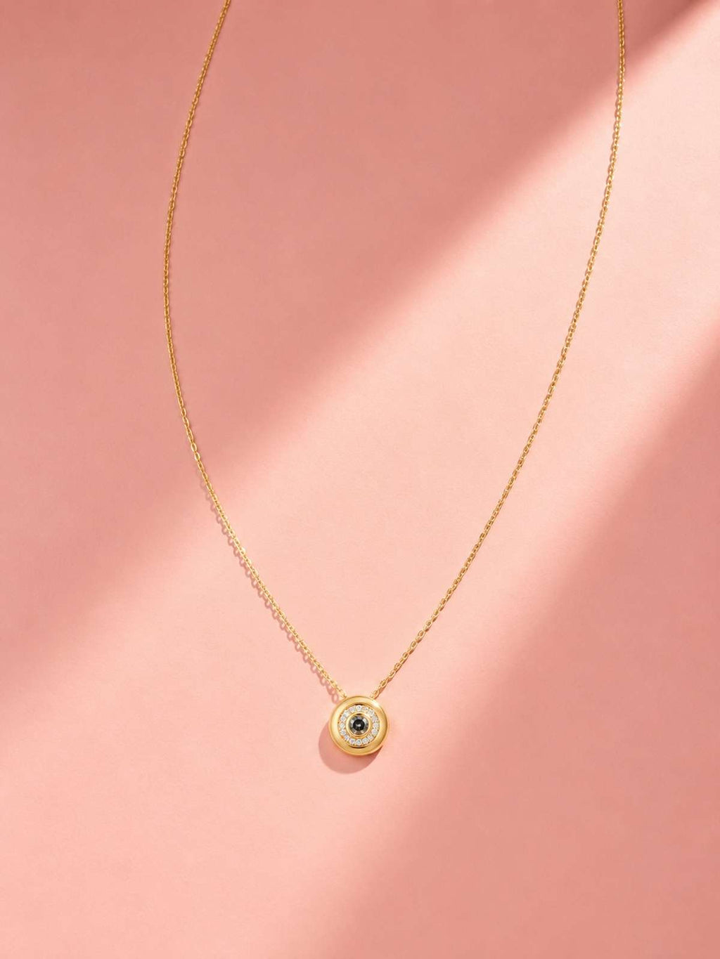 Round Halo Crystal Pendant Necklace | Anti-Tarnish 18K Gold-Plated Jewellery