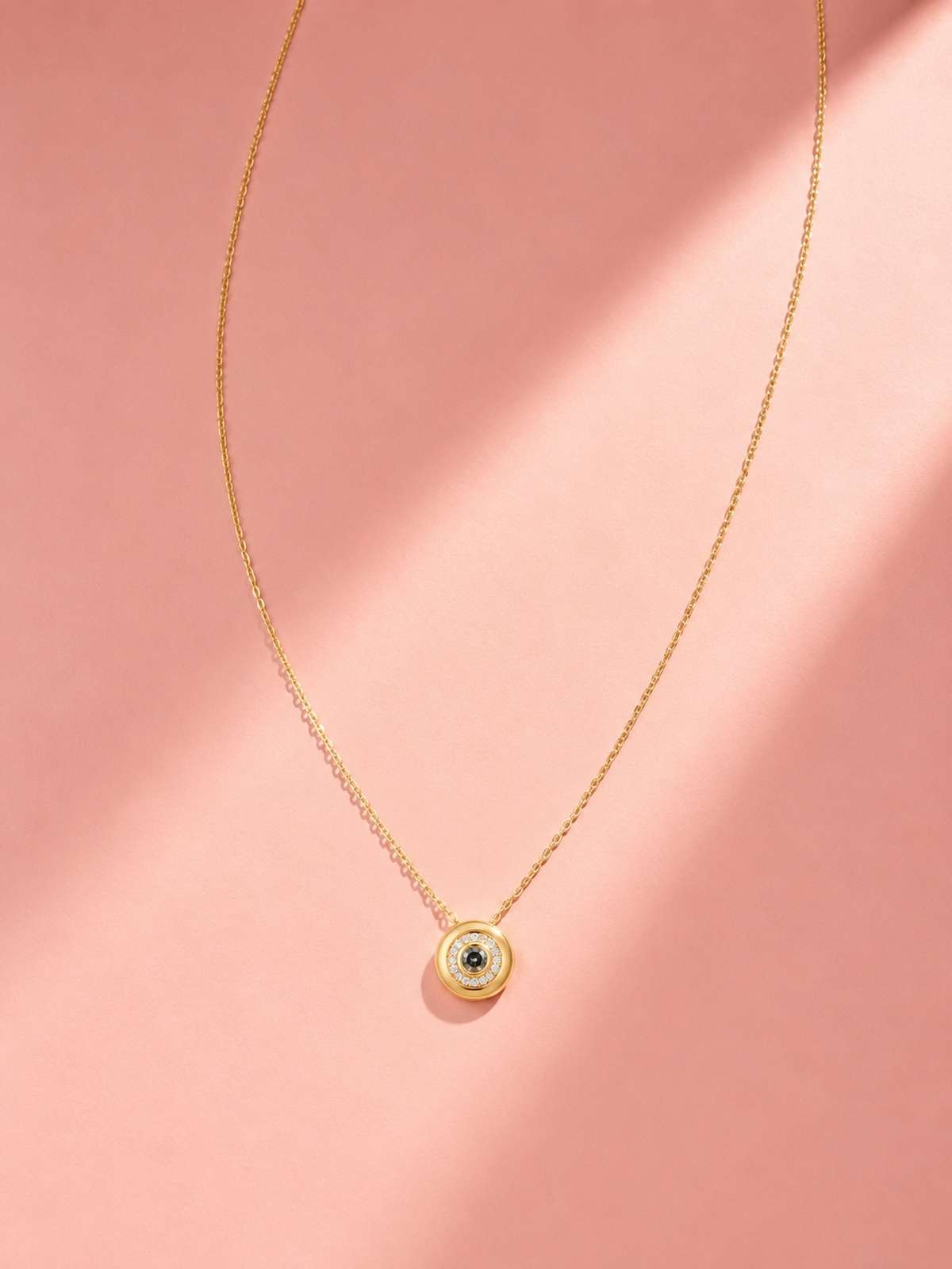 Round Halo Crystal Pendant Necklace | Anti-Tarnish 18K Gold-Plated Jewellery