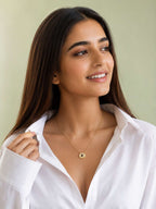 Round Halo Crystal Pendant Necklace | Anti-Tarnish 18K Gold-Plated Jewellery