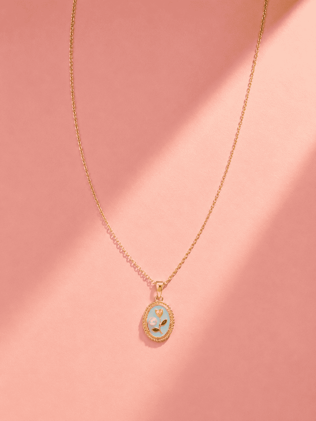Oval Flower Pendant Necklace | 18K Gold-Plated Demi-Fine Jewellery