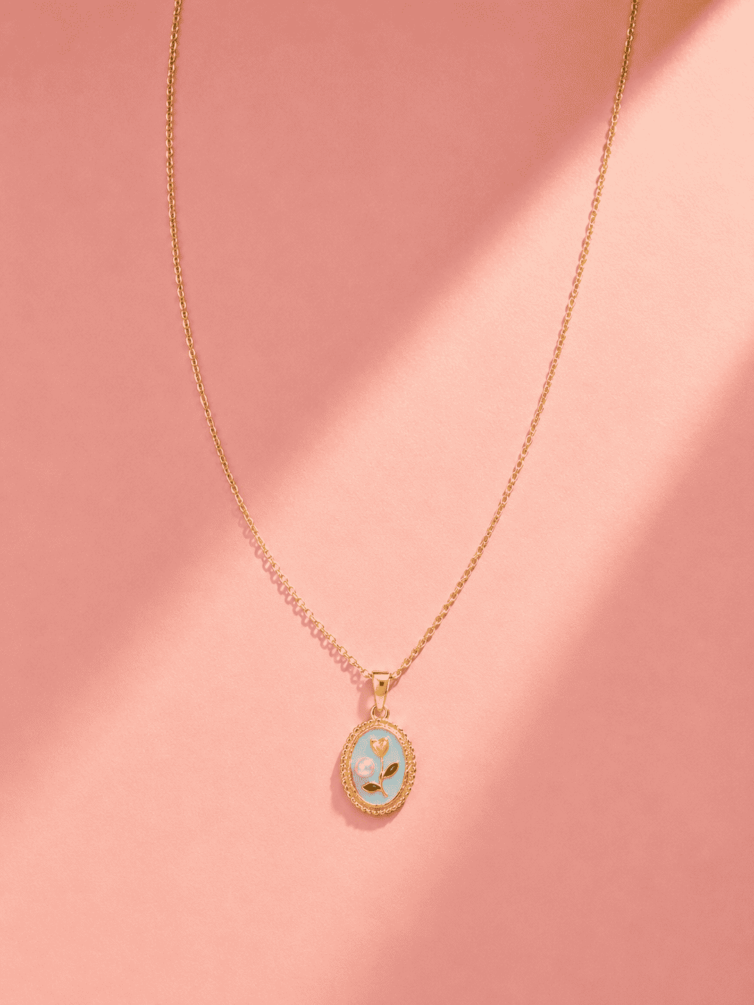 Oval Flower Pendant Necklace | 18K Gold-Plated Demi-Fine Jewellery