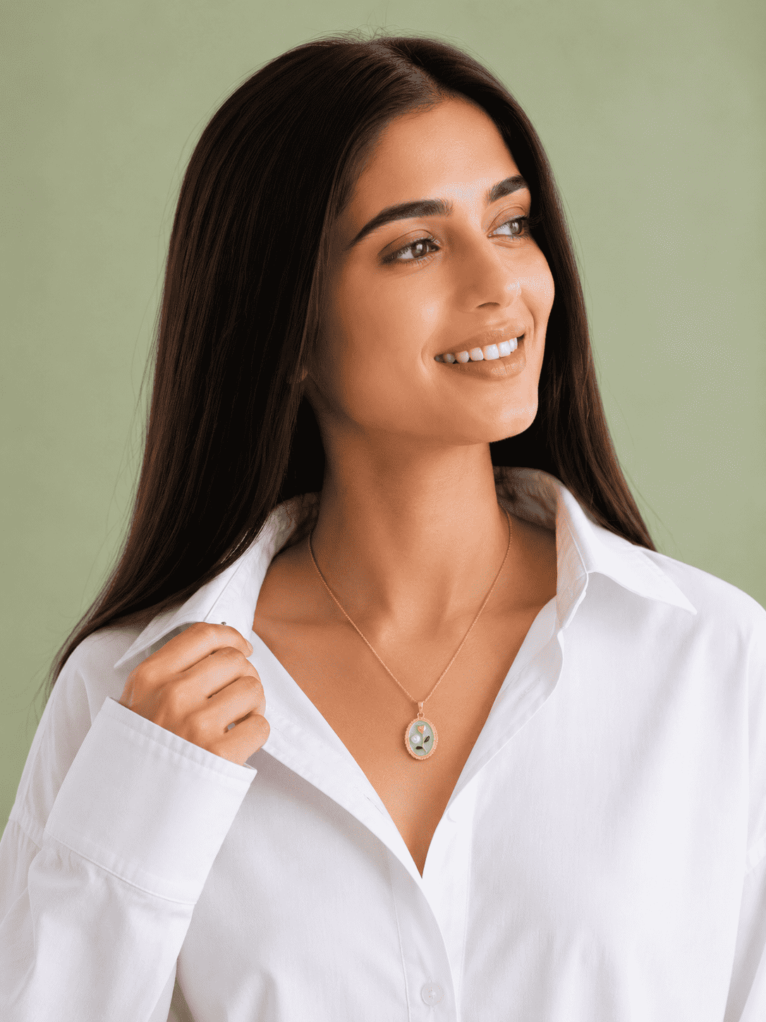 Oval Flower Pendant Necklace | 18K Gold-Plated Demi-Fine Jewellery