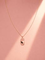Gold-Plated Enamelled Pink Floral Themed Necklace