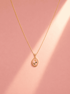 Pink Floral Oval Pendant Necklace | Anti-Tarnish Gold-Plated Jewellery