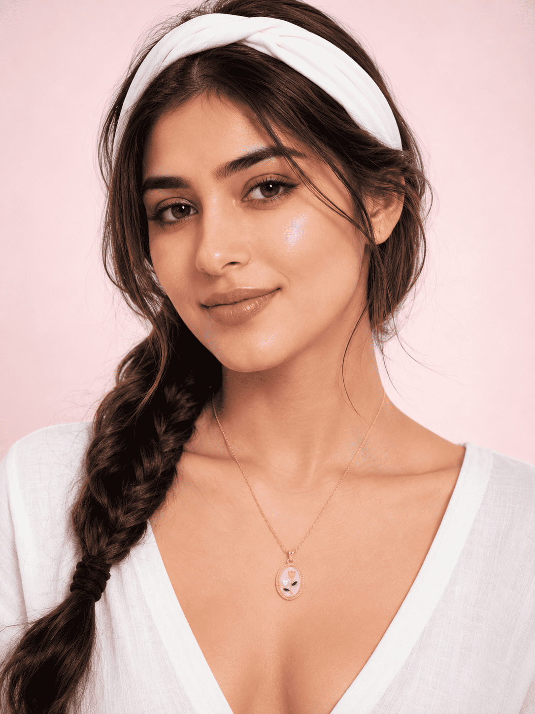 Pink Floral Oval Pendant Necklace | Anti-Tarnish Gold-Plated Jewellery