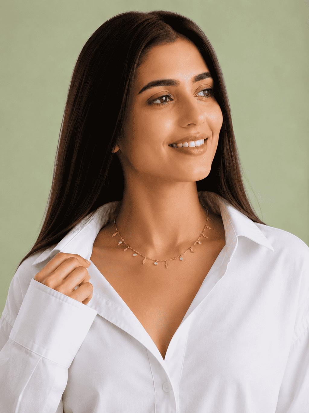 Leaf Charm Station Necklace | Anti-Tarnish 18K Gold-Plated Demi-Fine Jewellery