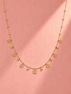 Floral Station Chain Necklace | Anti-Tarnish Gold-Plated Jewellery