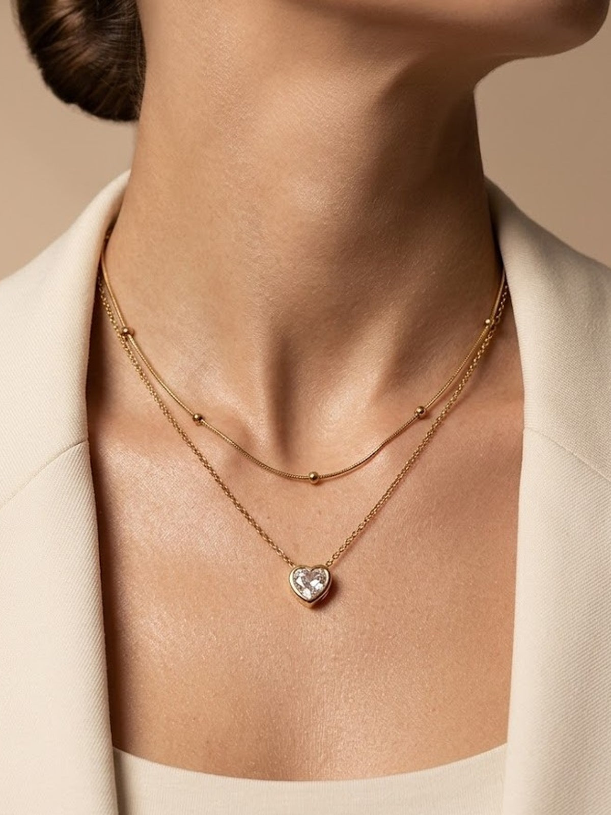 Love drop layered necklace