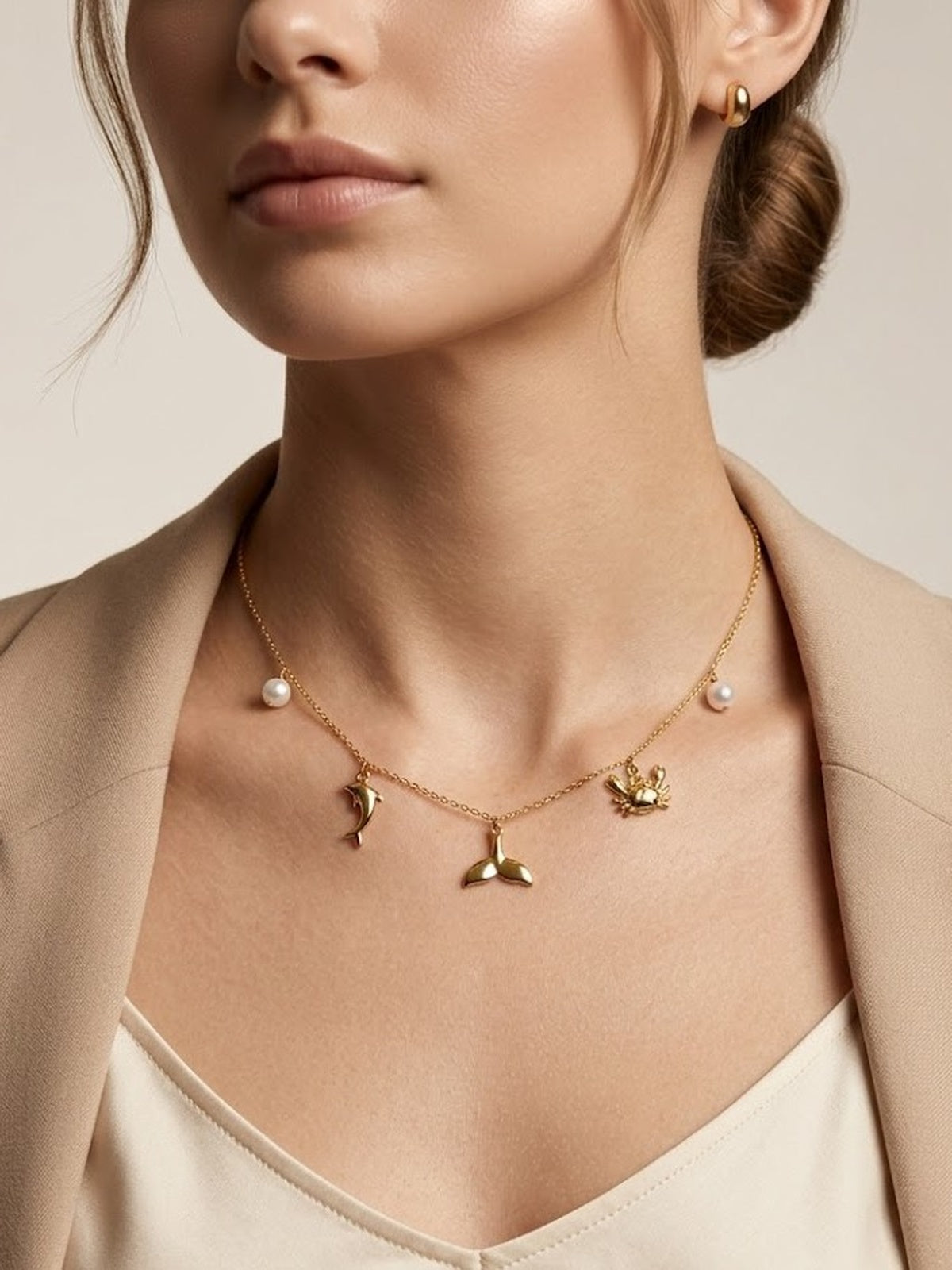 Golden sea charm necklace