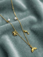 Golden sea charm necklace