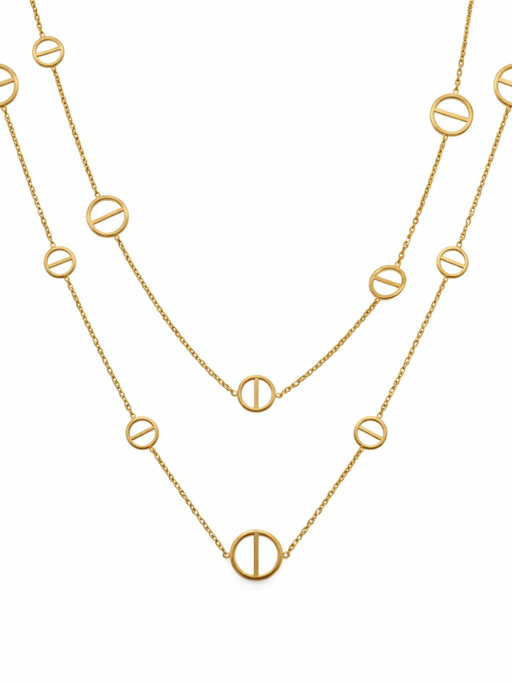 Circle charm layered necklace