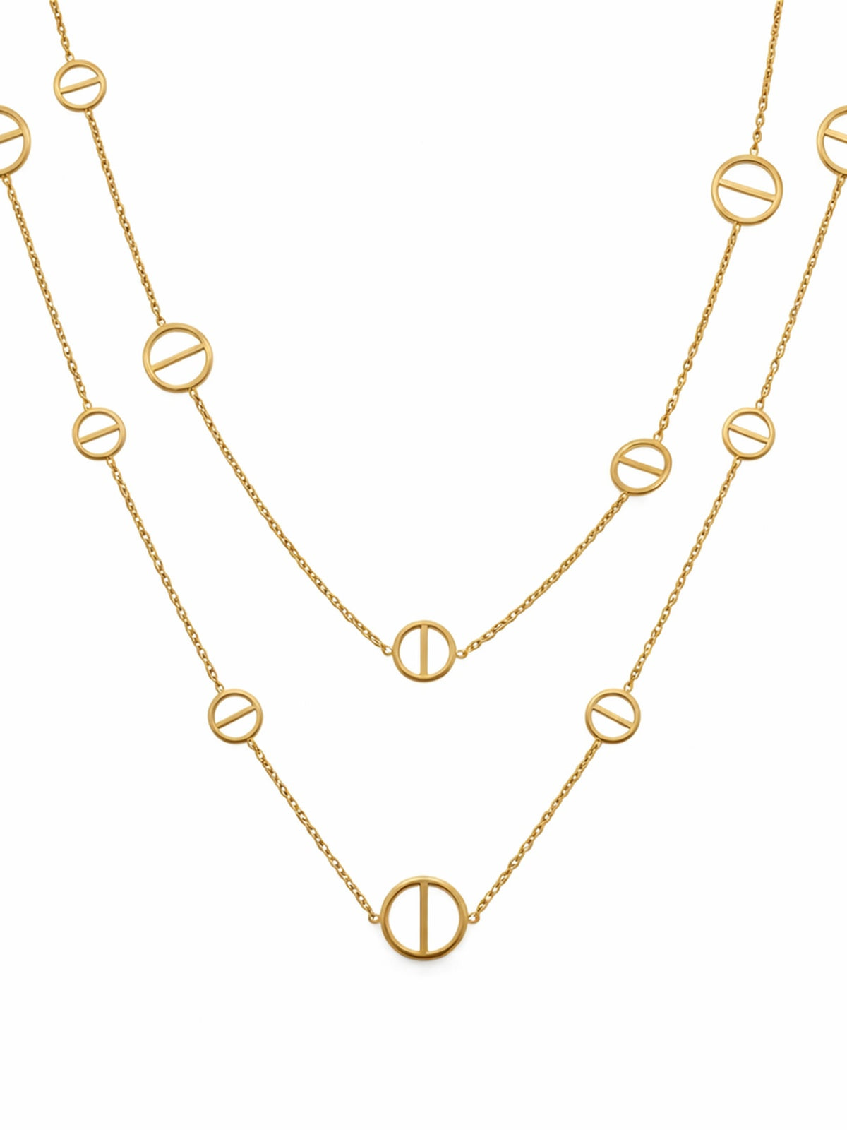 Circle charm layered necklace