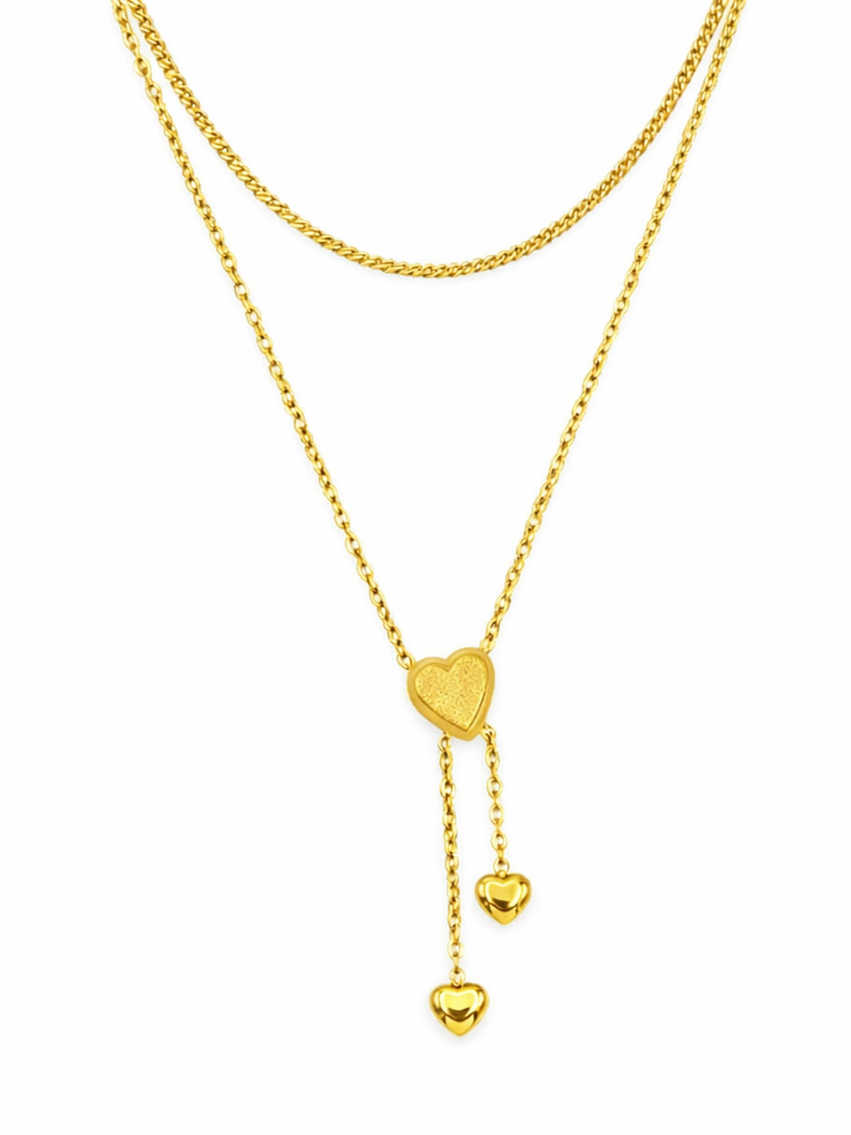 Double layered golden heart necklace