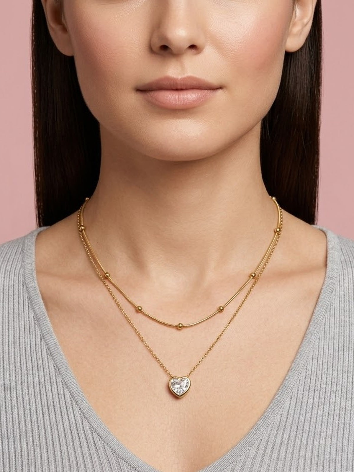 Love drop layered necklace