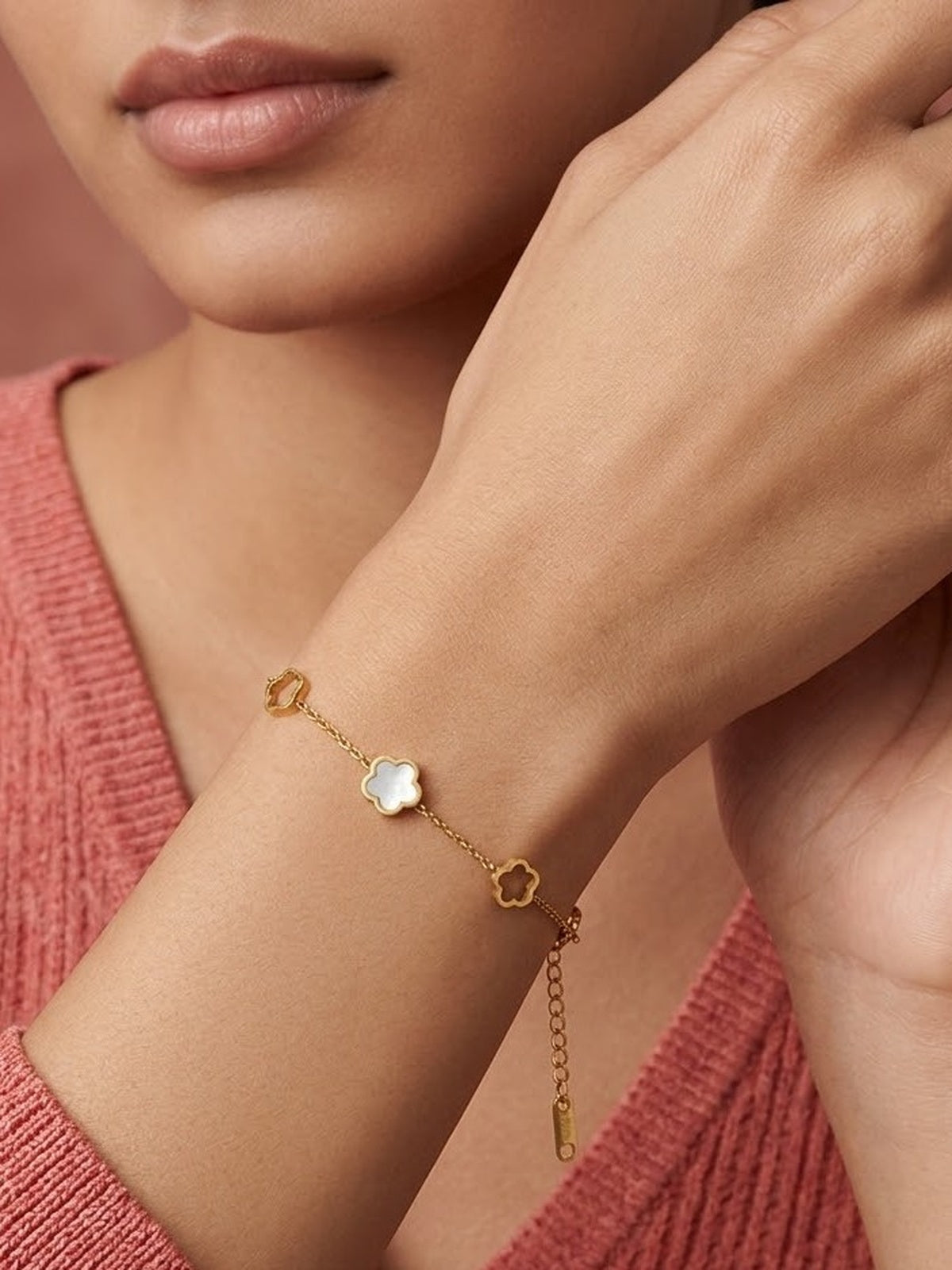 White Clover Charm Bracelet