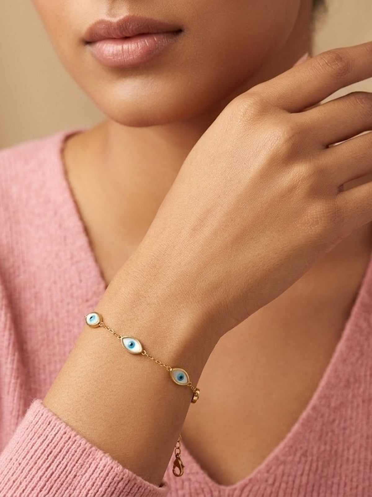 Golden Evil Eye Charm Bracelet