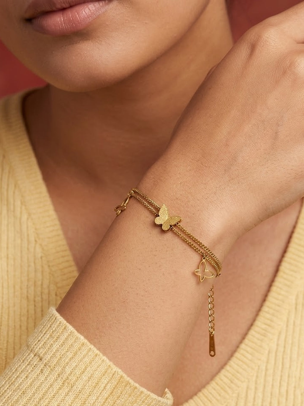 Golden Butterfly Layered Bracelet