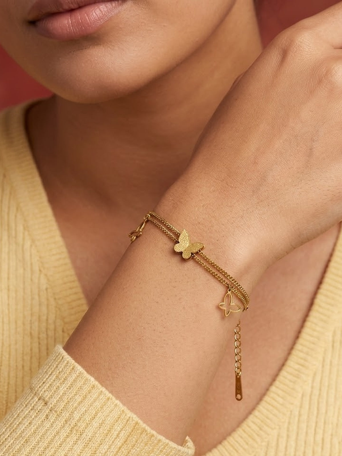Golden Butterfly Layered Bracelet