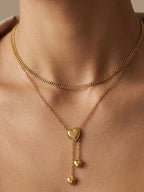 Double layered golden heart necklace