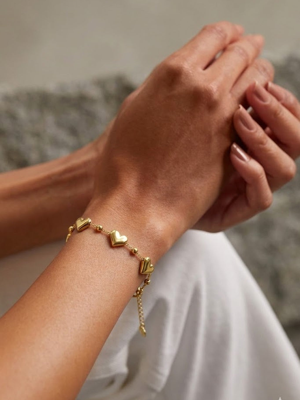 Golden Puffy Heart Bracelet
