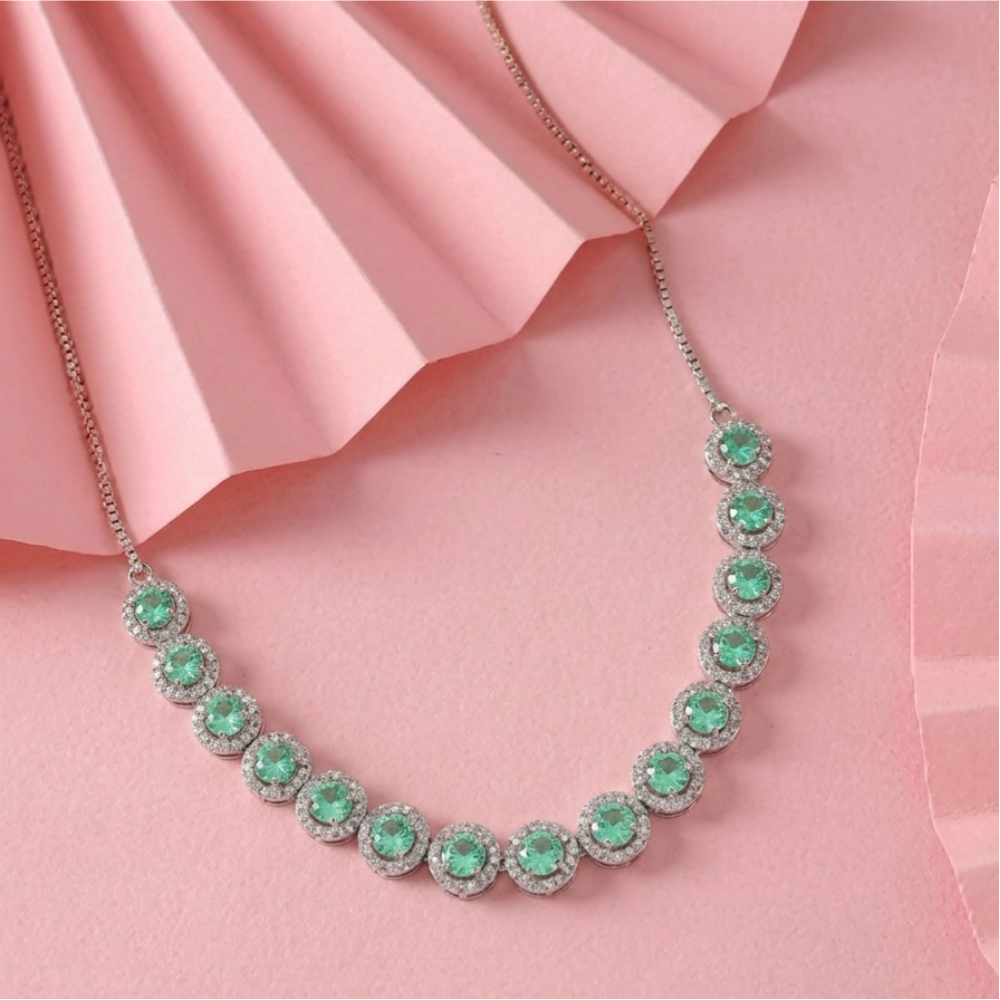 Tara Mint Blossom Zircon Necklace – anti-tarnish silver necklace by Nesiy (view 3)