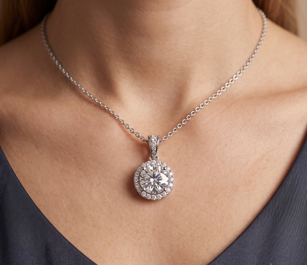 925 Silver Round Pendant With Cz Stones