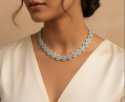 Tara Mint Blossom Zircon Necklace – anti-tarnish silver necklace by Nesiy (view 2)