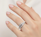 Silver Zircon Leaf Dance Ring