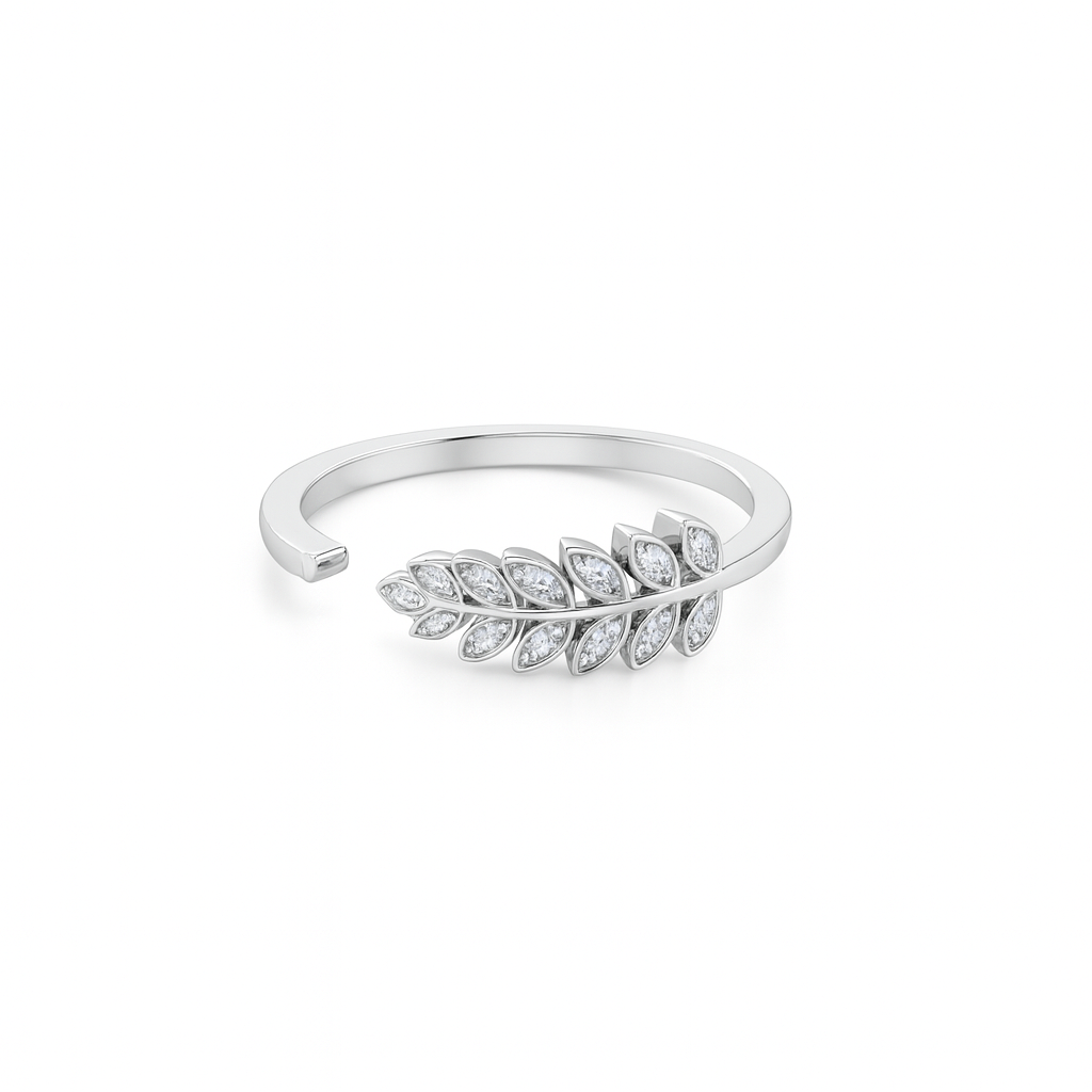 Silver Zircon Leaf Dance Ring