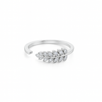 Silver Zircon Leaf Dance Ring