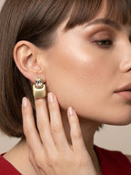 Matte Gold Diamond Drop Earrings