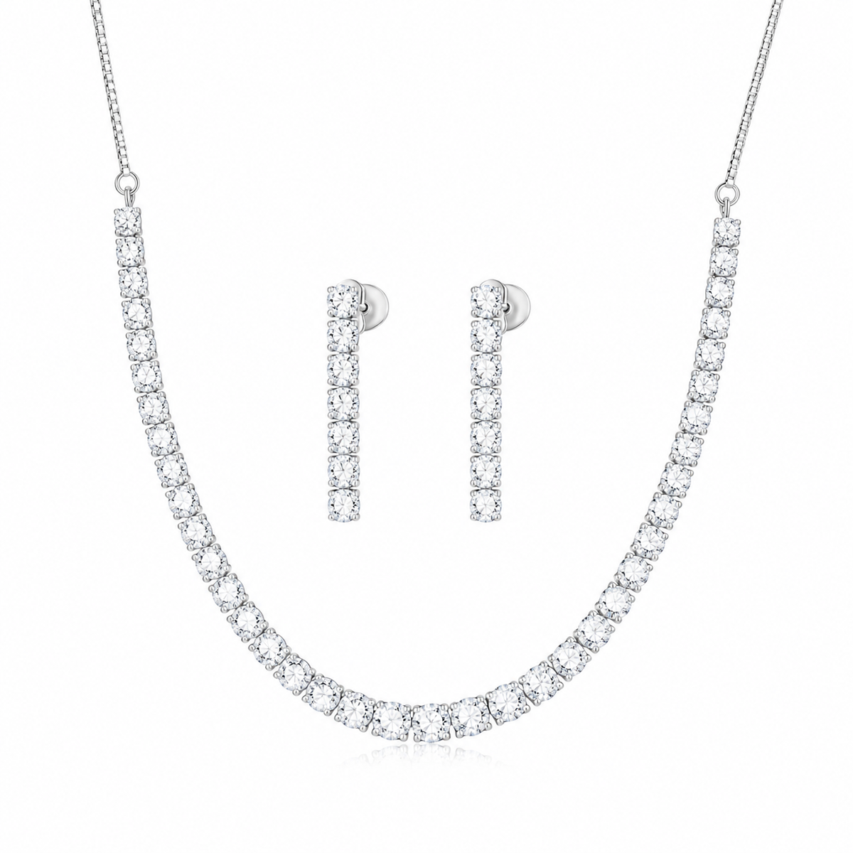 Kiara Diamond Wedding Necklace Set – anti-tarnish silver necklace by Nesiy