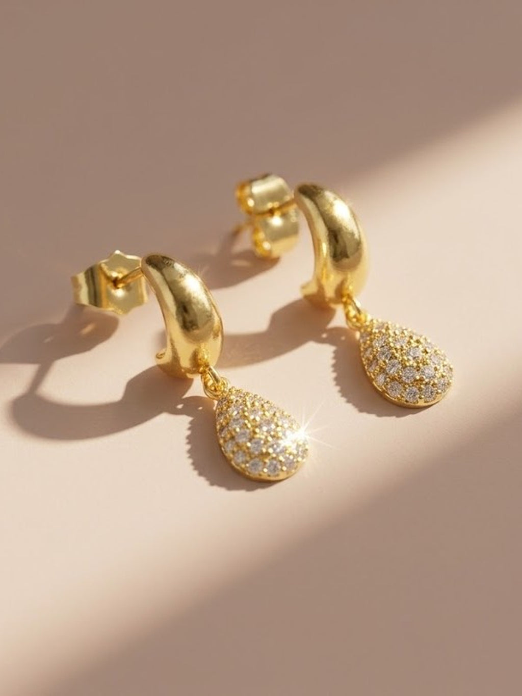 Diamond Teardrop Hoop Earrings