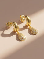 Diamond Teardrop Hoop Earrings