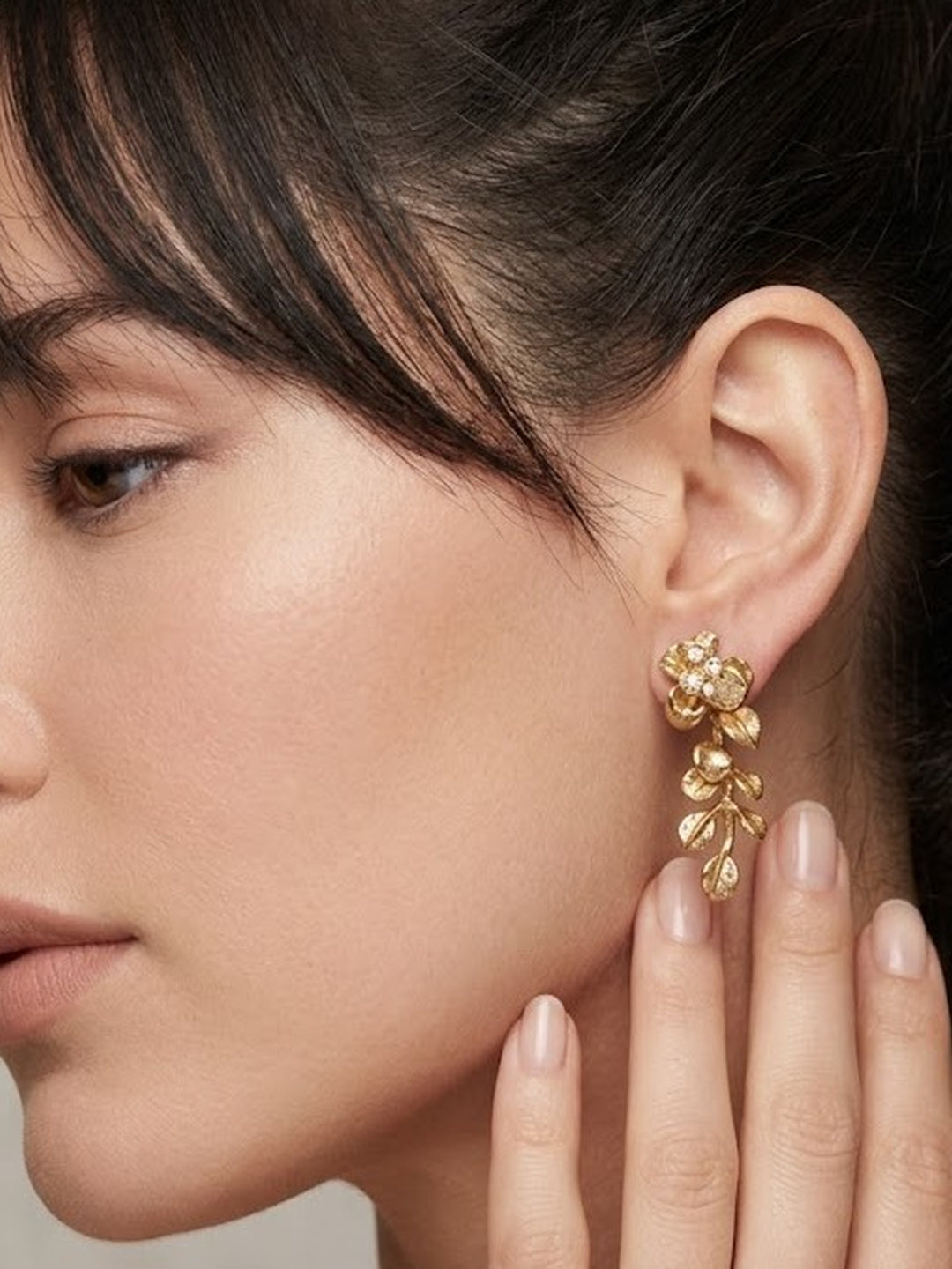 Golden Floral Vine Drop Earrings