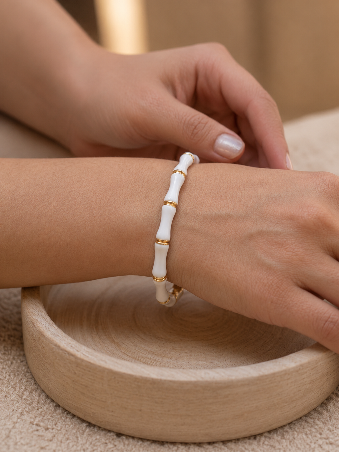 White enamel Kada Bracelet