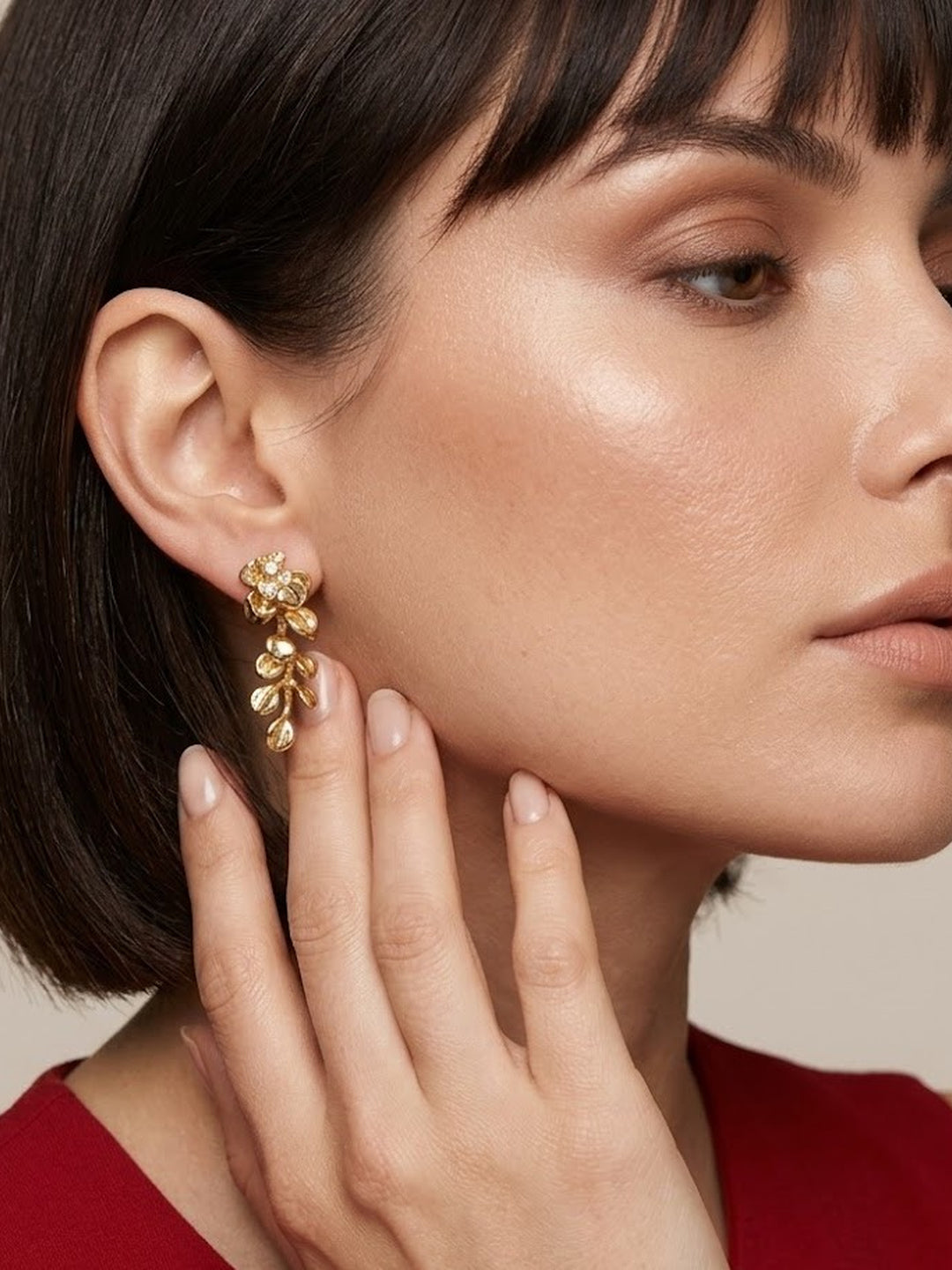 Golden Floral Vine Drop Earrings