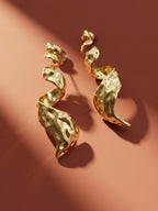 Golden Twisted Wave Earrings