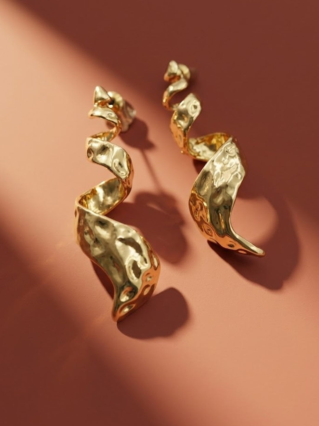 Golden Twisted Wave Earrings