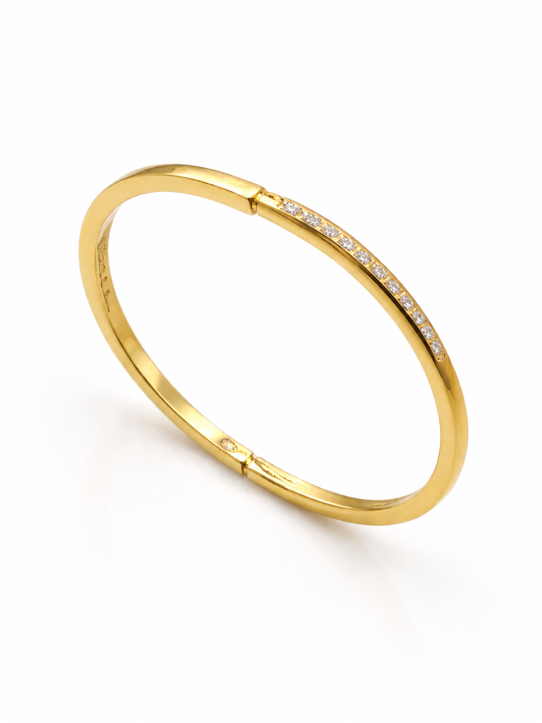 Crystal diamond gold bangel bracelet