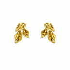 Golden Sculptural Leaf Earrings