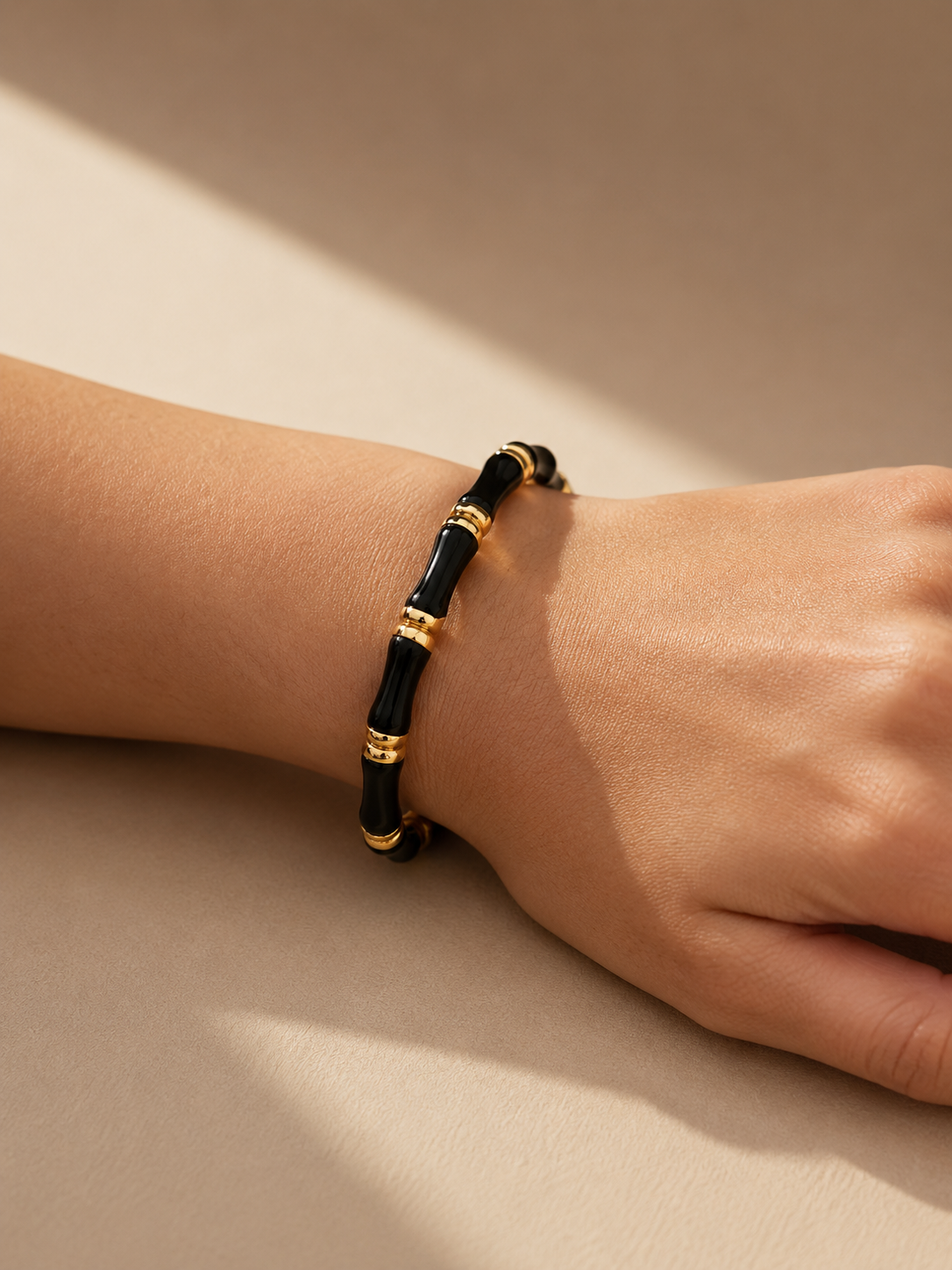 Black bamboo link Kada bracelet