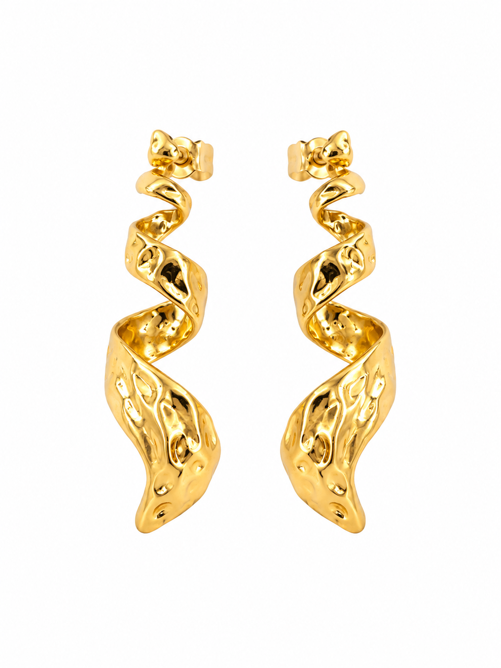 Golden Twisted Wave Earrings