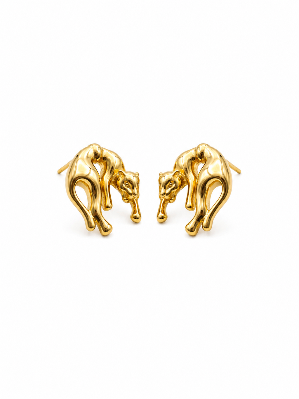 Golden Panther Stud Earrings