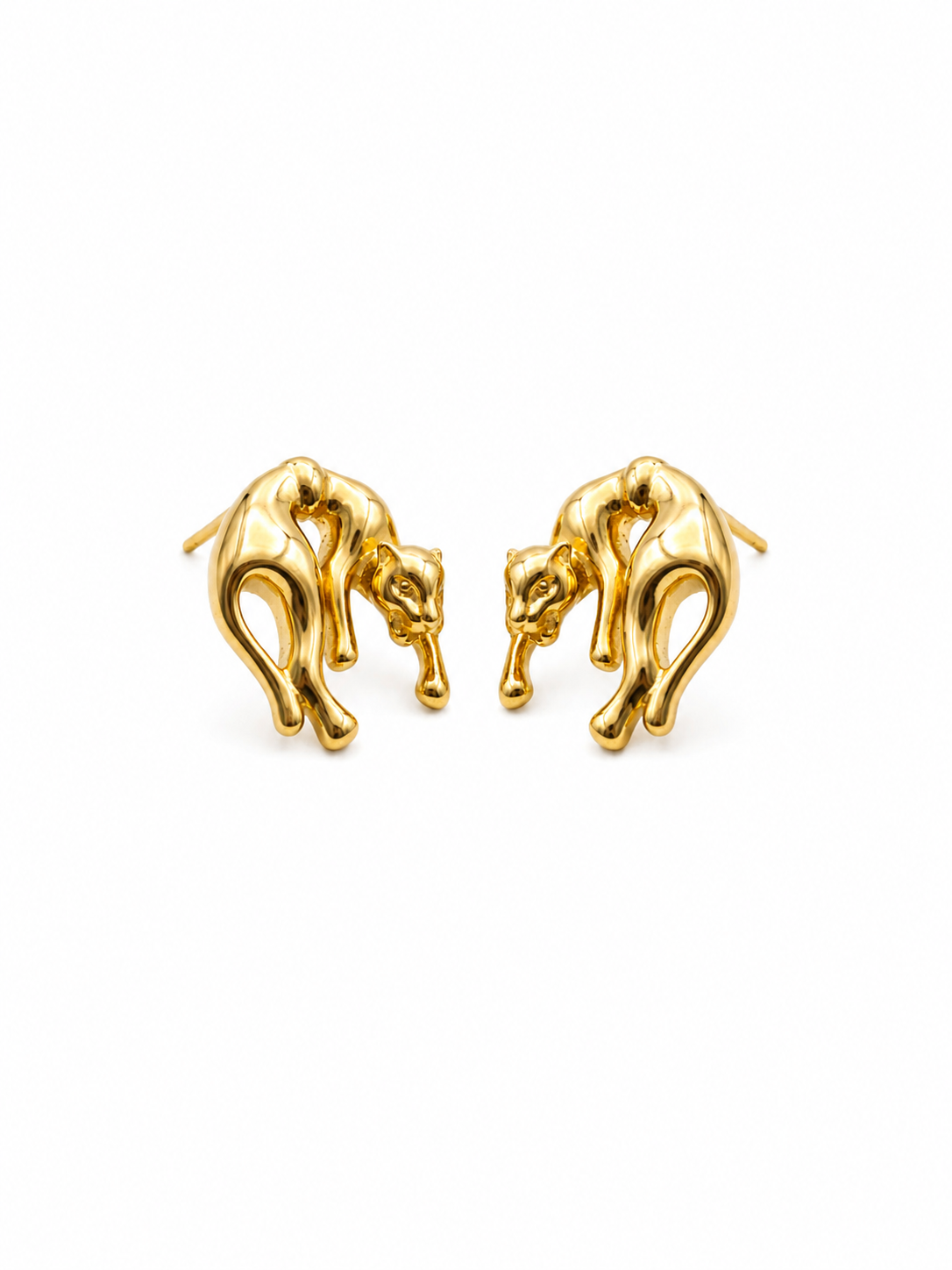 Golden Panther Stud Earrings