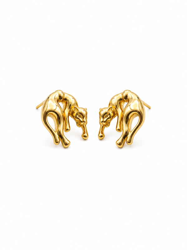 Golden Panther Stud Earrings – anti-tarnish gold earrings by Nesiy