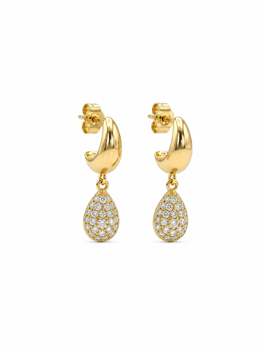 Diamond Teardrop Hoop Earrings